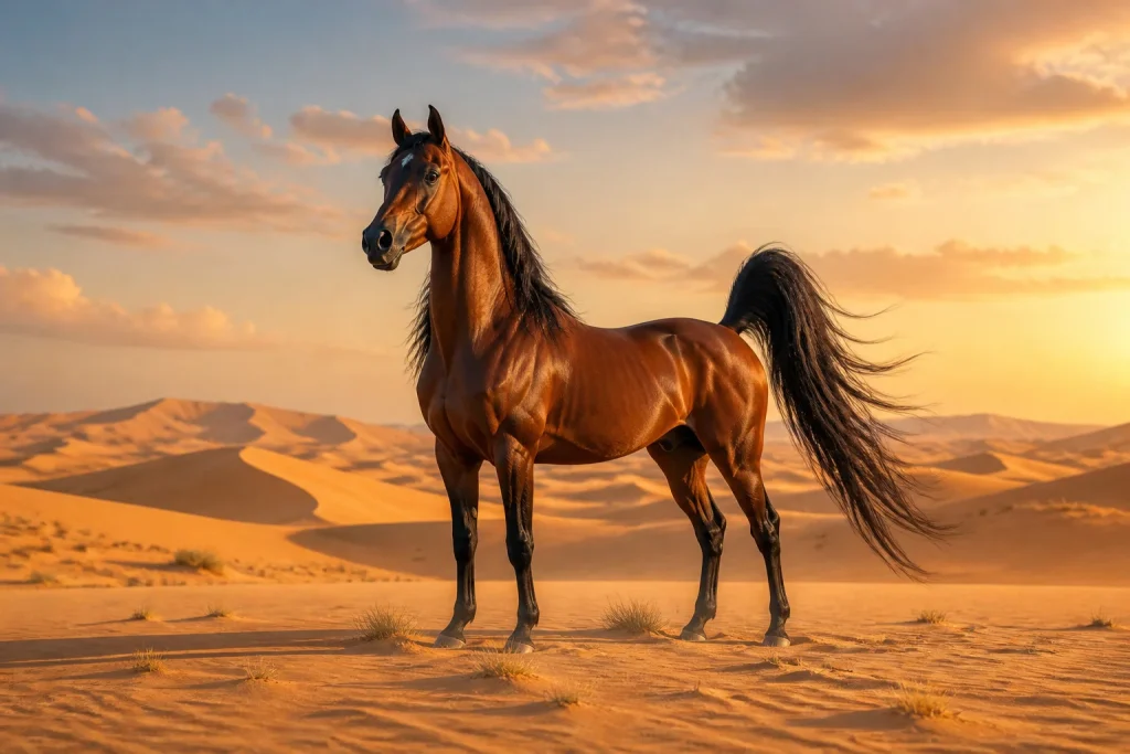 Cheval arabe majestueux dans le desert