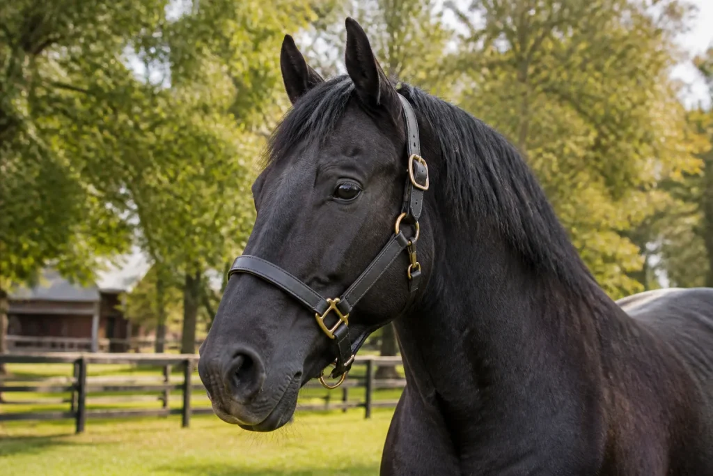 Majestueux cheval de trait en exterieur