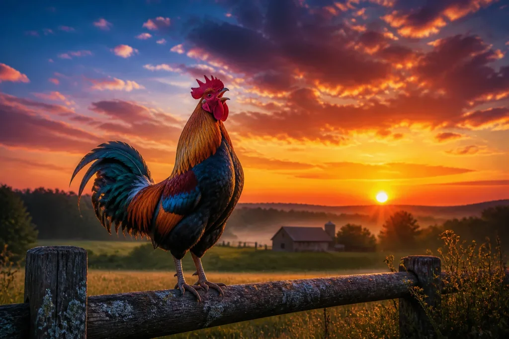 Coq majestueux a laube
