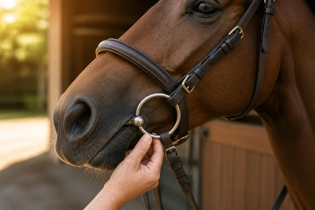 Detail du mors et du museau dun cheval